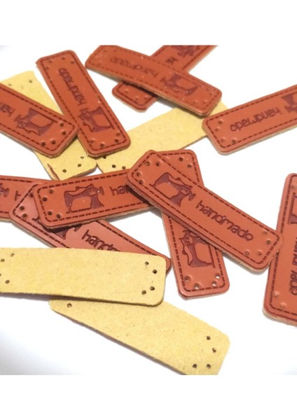 10 Adet Handmade Deri Etiket Dikiş Makinesi Figürlü Etiket , Etiketler