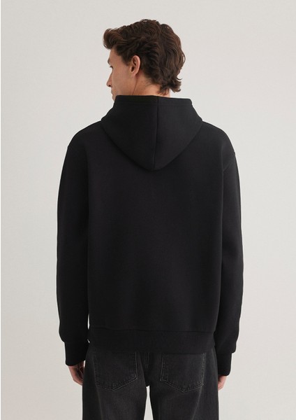 Kapüşonlu Siyah Basic Sweatshirt 0S10275-900