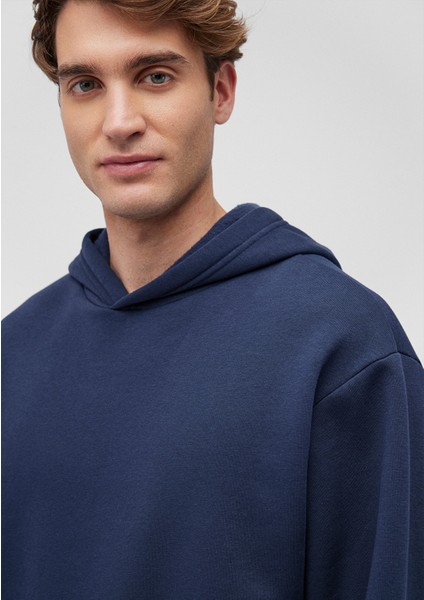 Kapüşonlu Lacivert Basic Sweatshirt 0S10275-70490