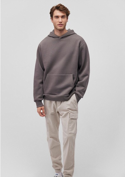 Kapüşonlu Antrasit Basic Sweatshirt 0S10275-70096
