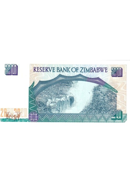 Zimbabwe 20 Dolar 1997, P#7, Çil, Eski Yabancı Kağıt Para