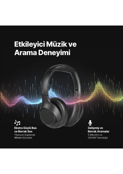 Soundmax Pro Anc Kulaküstü Kablosuz Bluetooth Kulaklık