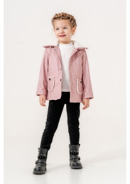 Içi Welsoft Deri Montlu Cep Detay Kız çocuk takım - Pembe