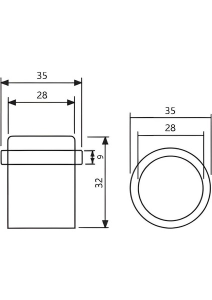 Kapı Stoperi Düz  Ø28XH30MM