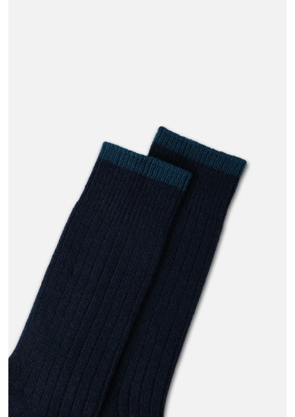 Erkek Lambswool Tekli Lacivert Soket Çorap M 65001 L