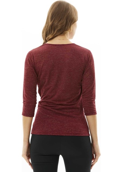 Kruvaze Yanı Plili Simli Bluz fırsatları