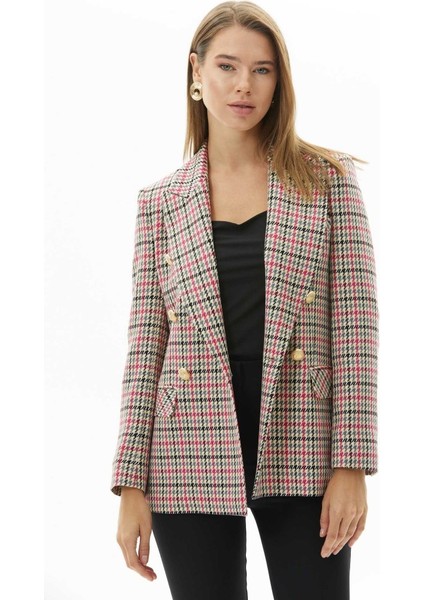 Kruvaze Göğüs Cepli Kazayağı Ceket