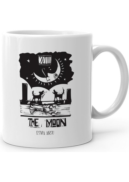 Kişiye Özel Tarot The Moon (Ay) Beyaz Kupa Bardak
