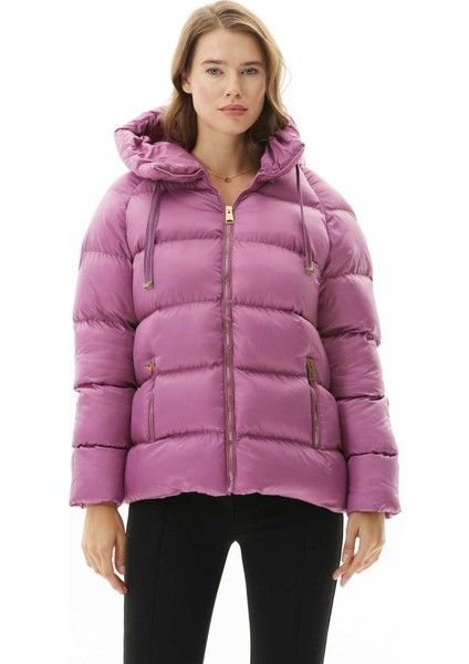 Kendinden Kapüşonlu Grogrenli Kısa Mont