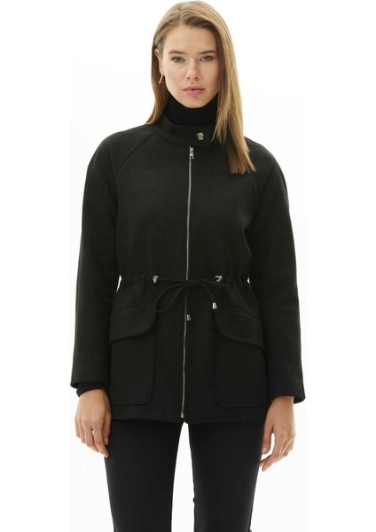 Beli Büzgülü Raglan Kol Dıştan Cep Süet Ceket