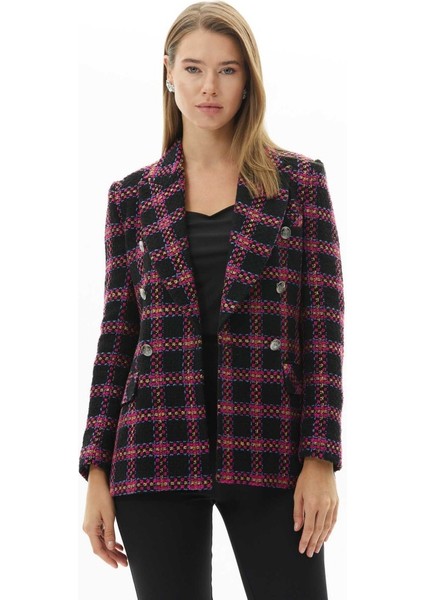 Kruvaze Çok Düğmeli Ekose Ceket fiyatları