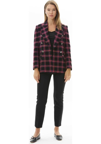 Kruvaze Çok Düğmeli Ekose Ceket modelleri