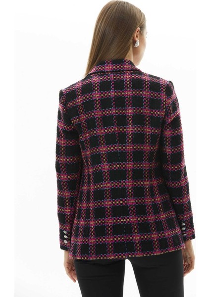 Kruvaze Çok Düğmeli Ekose Ceket fırsatları