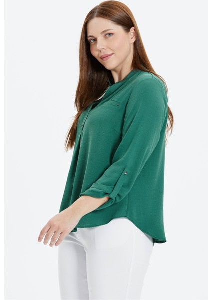 Büyük Beden Hakim Yaka Fleto Cep Bluz fiyatları