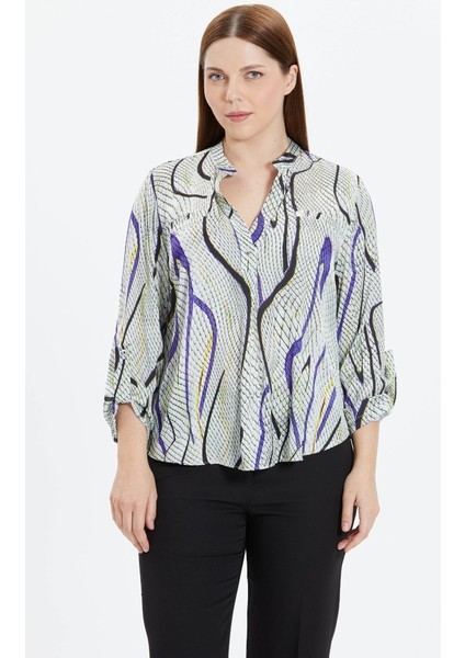 Büyük Beden Piton Desen Önü Plikaşe Bluz fiyatları
