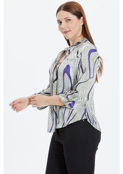 Büyük Beden Piton Desen Önü Plikaşe Bluz fırsatları