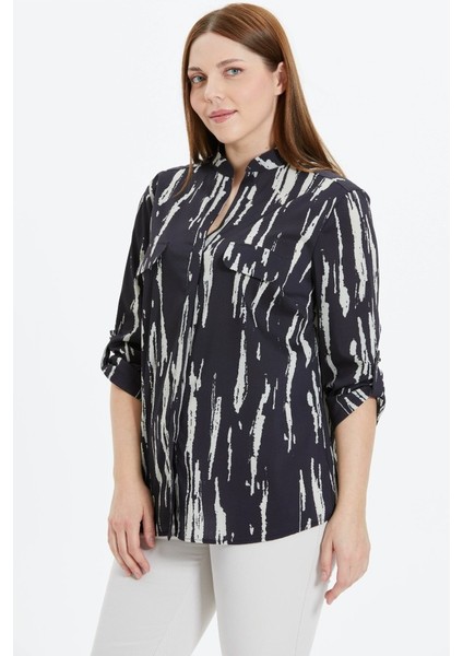 Büyük Beden Hakim Yaka Kapak Cep Emprime Bluz fırsatları