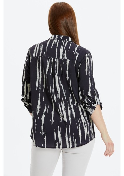 Büyük Beden Hakim Yaka Kapak Cep Emprime Bluz indirimleri