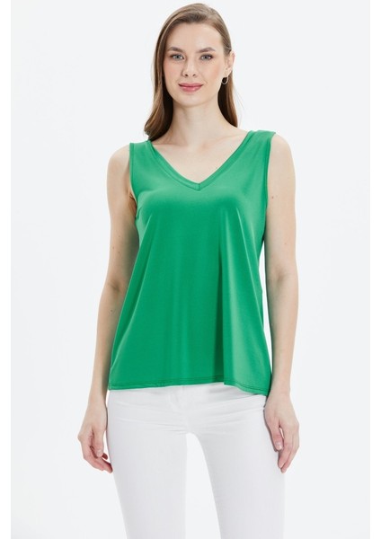 Önü ve Arkası V Parlak Penye Bluz indirimleri