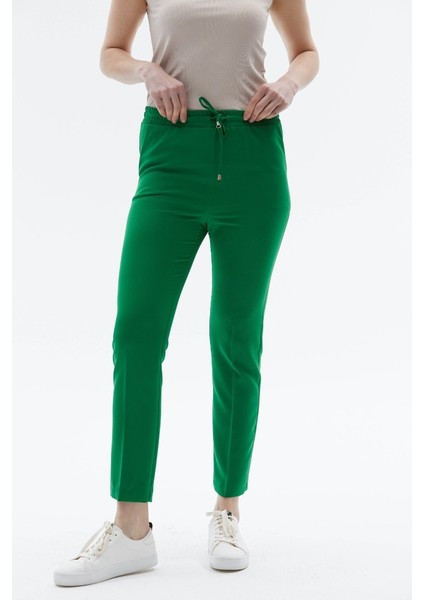 Beli Lastikli Bağlamalı Boru Paça Pantolon