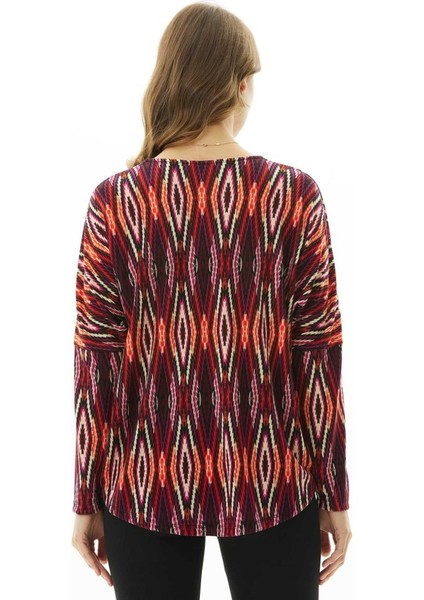 Önü Büyük Elcikli Zigzag Desen Triko Bluz fırsatları