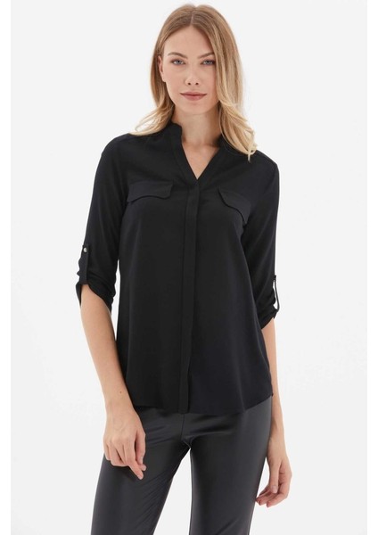 Hakim Yaka Kapak Cep Bluz modelleri