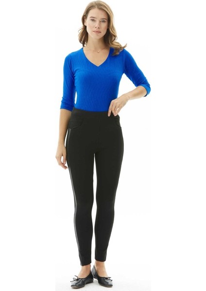 Yanları Deri Şeritli Spor Cep Dar Paça Pantolon