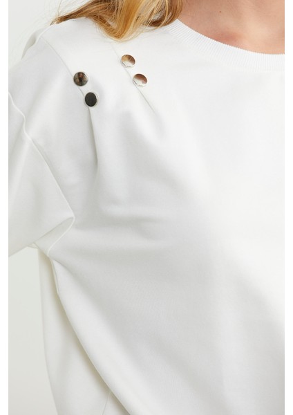 Omuz Düğme Detaylı Eşofman Takım - Ekru fırsatları