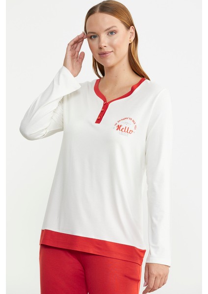 Renk Geçişli Rahat Kalıp Pijama Takım - Mercan