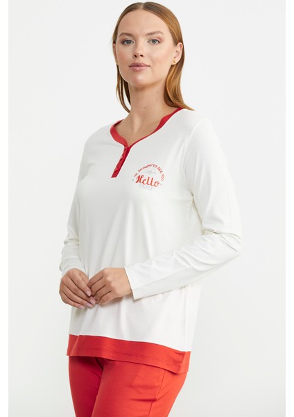 Renk Geçişli Rahat Kalıp Pijama Takım - Mercan indirimleri