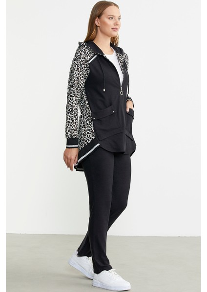 Rahat Kalıp Leopar Kombinli Takım - Beyaz fırsatları