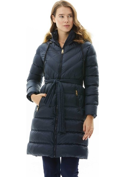 Üstü Verev Belden Bağlamalı Uzun Mont modelleri