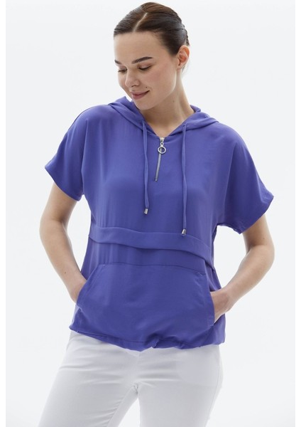 Yakası Fermuarlı Kanguru Cep Bluz fiyatları