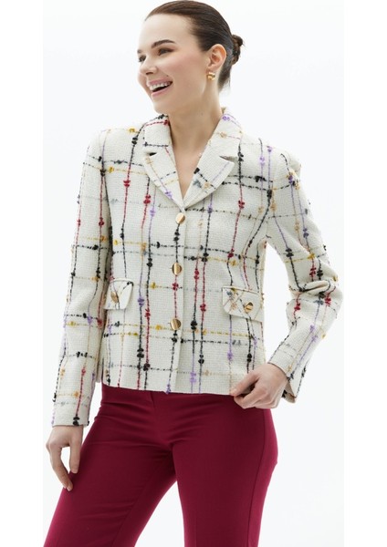 Küçük Erkek Yaka Renkli Ekose Ceket