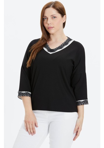 Büyük Beden Dantel Kombinli Penye Bluz fiyatları