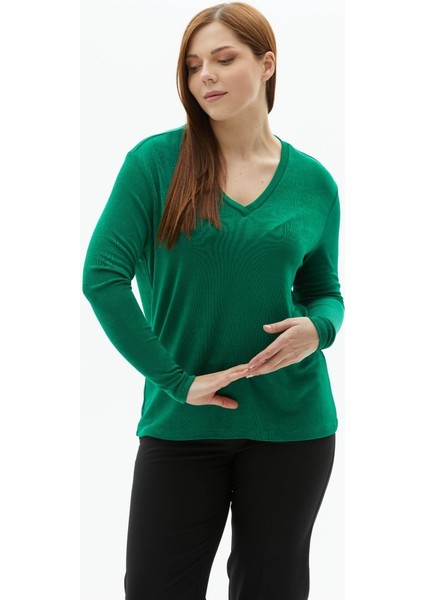 Büyük Beden V Yaka Uzun Kol Buzi Bluz fiyatları