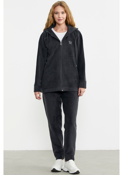 Kapüşonlu Polar Tunik Eşofman Takım - Antrasit fiyatları