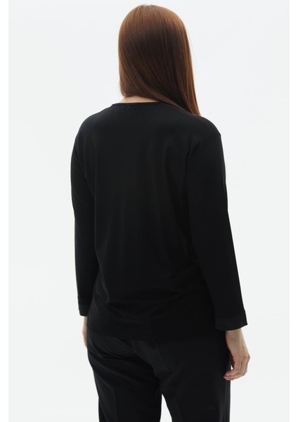 Büyük Beden Önü Taşlı Uzun Kol Penye Bluz indirimleri