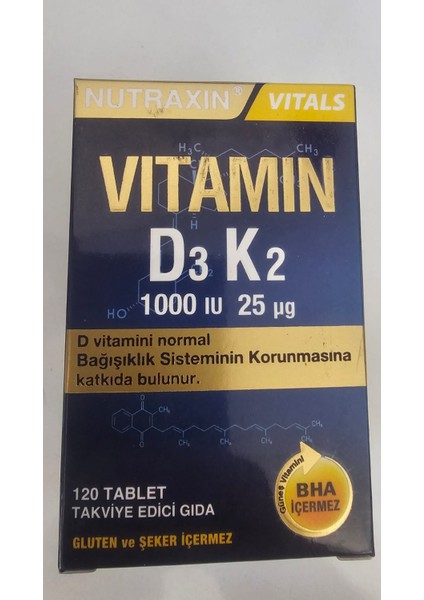 D3K2 120 Tablet 2'li - 1000 Iu D3 Vitamini, 25 Mcg K2 Vitamini