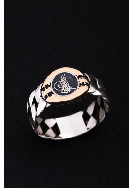 Erkek Gümüş Yüzük - Osmanlı Tuğrası Ince Kibar Erkek Yüzüğü modelleri