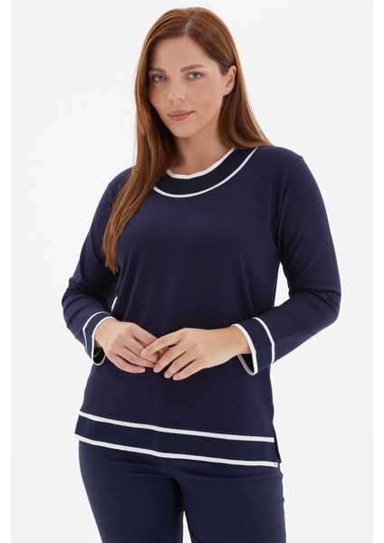 Büyük Beden Sıfır Yaka Kol Ucu Ribanalı Triko Bluz indirimleri