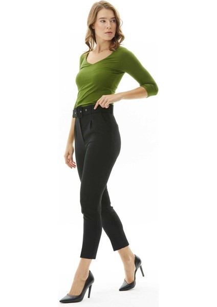 Kendinden Kemerli Yandan Cep Dar Paça Pantolon indirimleri