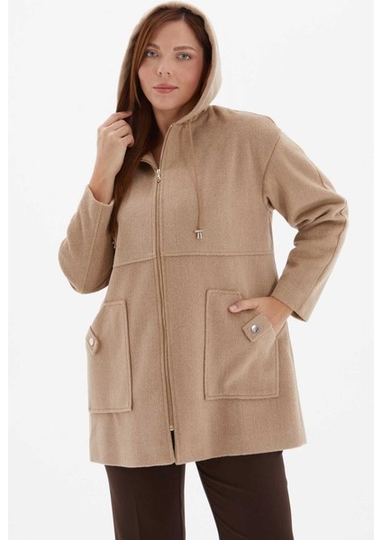 Büyük Beden Fermuarlı Dıştan Cep Kaban modelleri