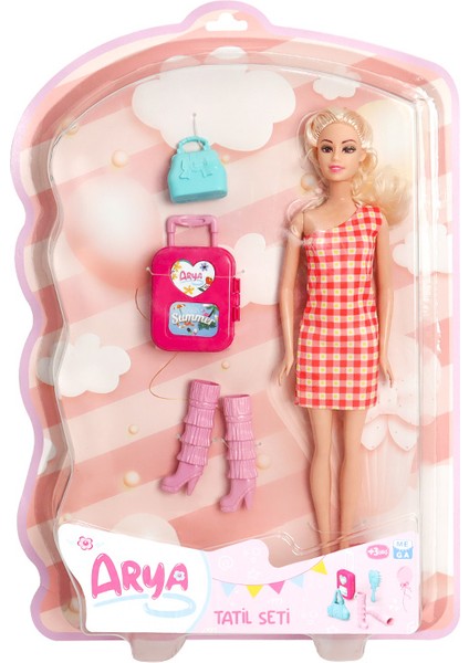Arya'nın Tatil Seti Kareli Desen Elbiseli