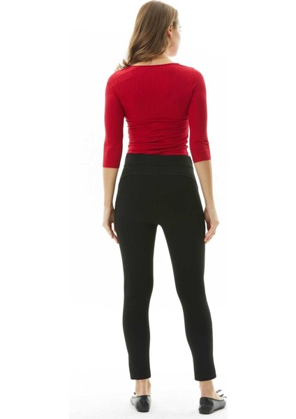 Korsajı Deri Plili Dar Paça Pantolon fırsatları