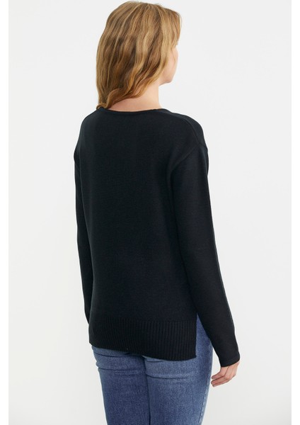 Salaş V Yaka Basic Triko Kazak - Siyah indirimleri