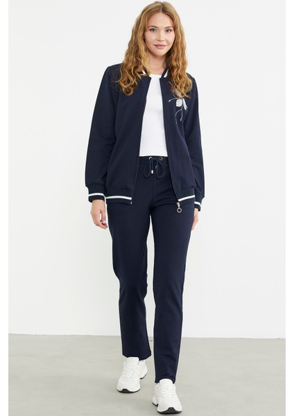 Fermuarlı Triko Kombinli Eşofman Takım - Lacivert