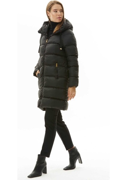 Kendinden Kapüşonlu Grogrenli Uzun Mont modelleri