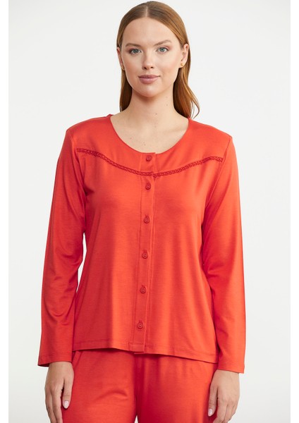 Düğme Kapamalı Rahat Kalıp Pijama Takım - Mercan fiyatları