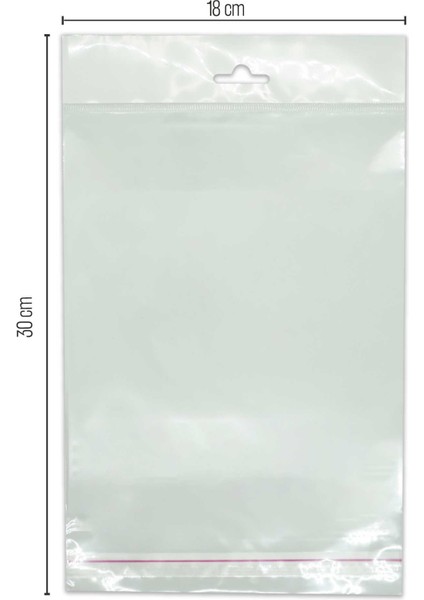 18*30 Sedefli Askılı (Askı Kısmı Beyaz) Bantlı OPP (Parlak-Şeffaf) Jelatin 100 Adet